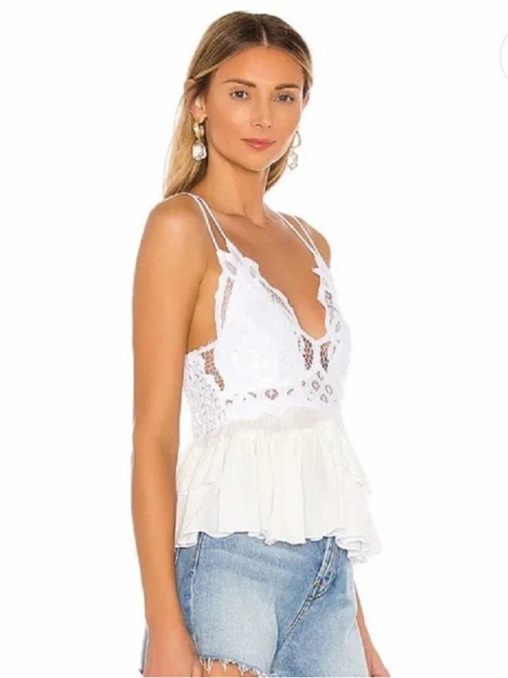 Free People White Adella Cami Bralette Tank FP One Intimately - Picture 2 of 5